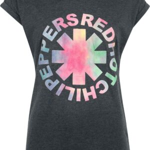 Red Hot Chili Peppers T-Shirt Coloured Logo Crystal S to XXL for Women charcoal