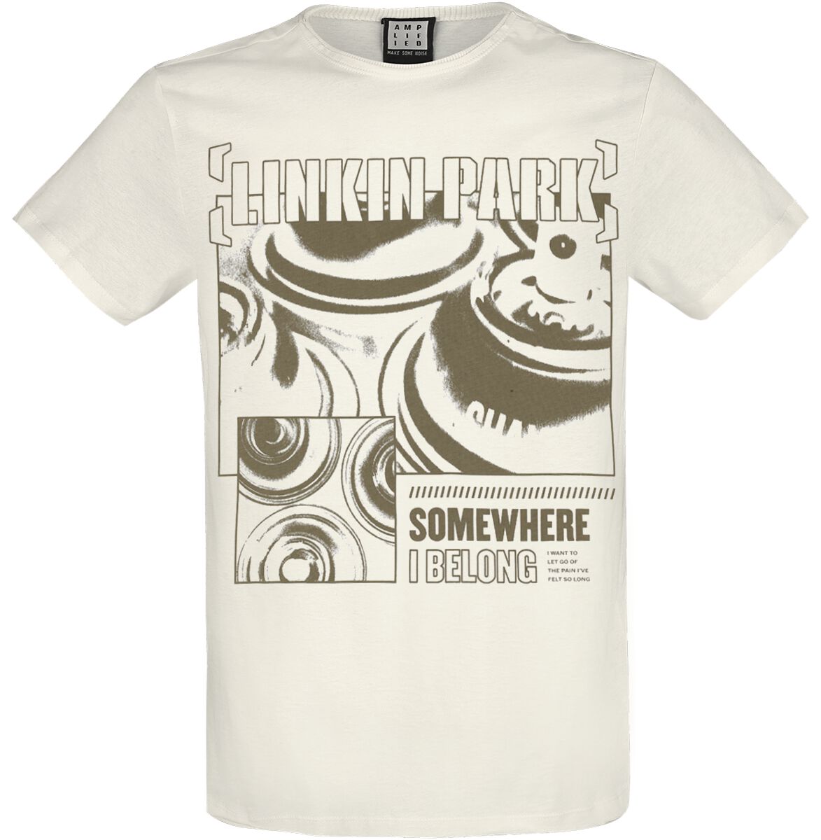 Linkin Park T-Shirt Amplified Collection Somewhere I Belong XS to XXL for Men off white