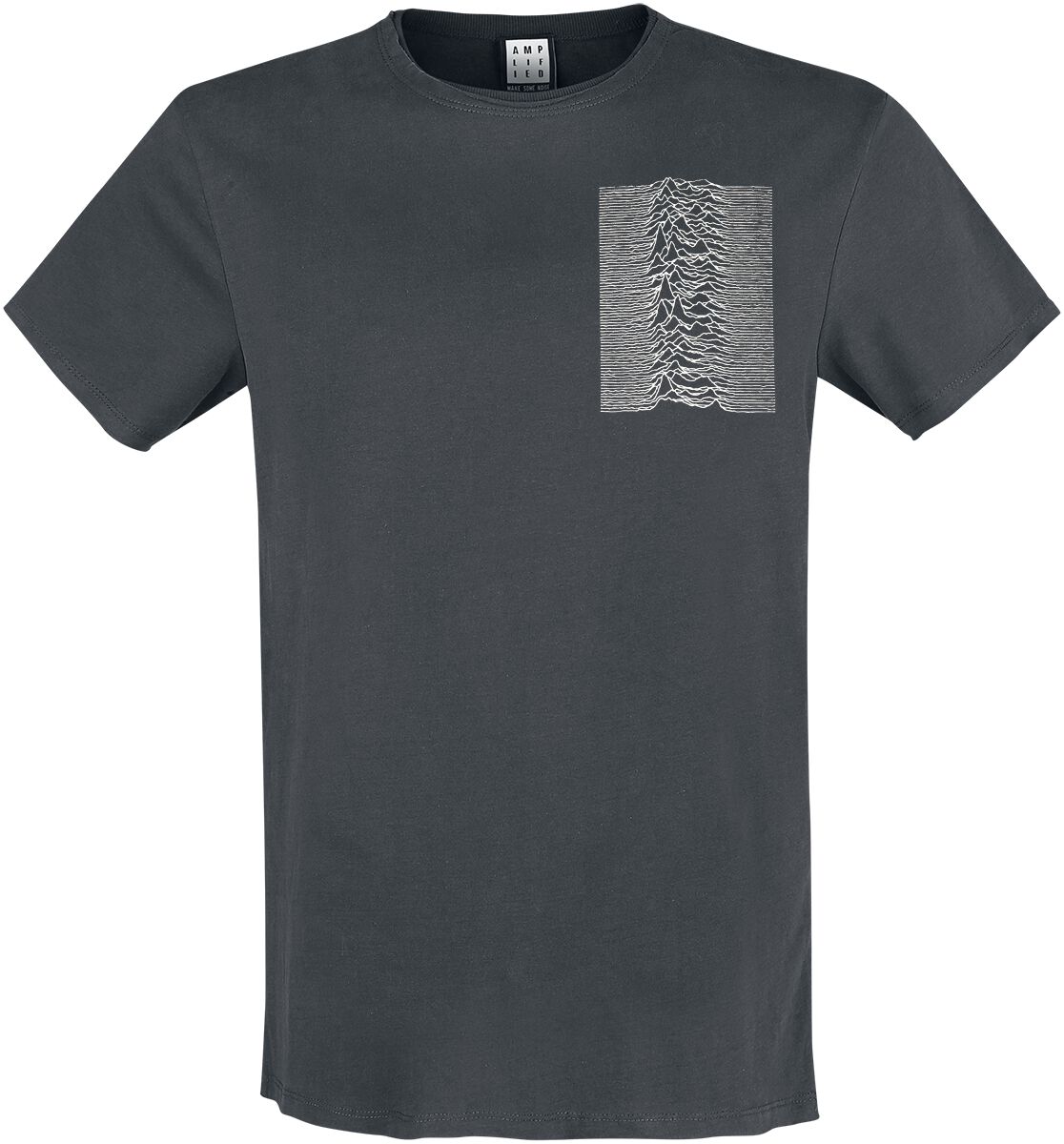 Joy Division T-Shirt Amplified Collection Pulsar Pocket Tracklist XS to XXL for Men charcoal