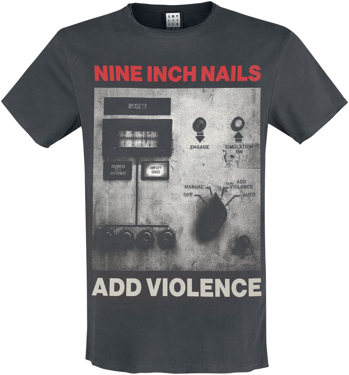 Nine Inch Nails T-Shirt Amplified Collection Add Violence XS to XXL for Men charcoal