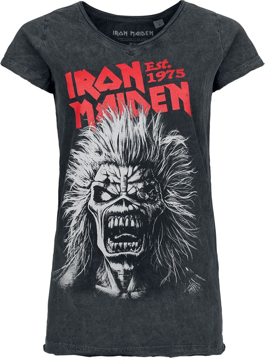Iron Maiden T-Shirt Portrait Scram S to 4XL for Women grey