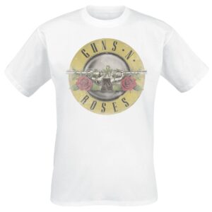 Guns N' Roses T-Shirt Distressed Bullet S to 3XL for Men white