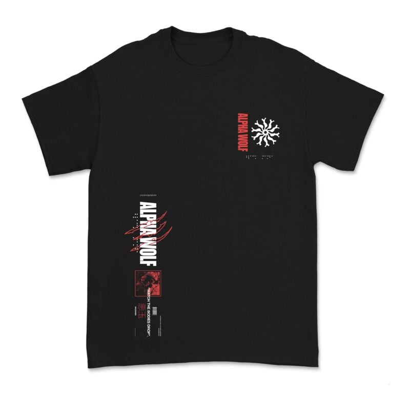 Alpha Wolf T-Shirt Akudama S to 3XL for Men black