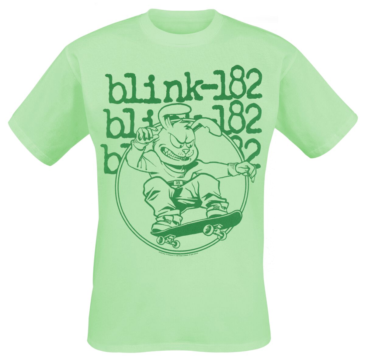 Blink 182 T-Shirt Skateboard Bunny Mono S to 3XL for Men green