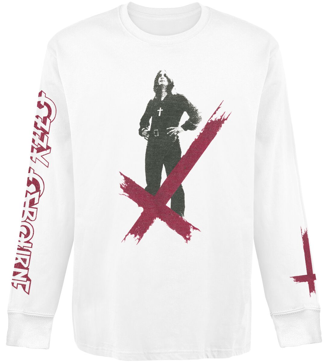 Ozzy Osbourne Long-sleeve Shirt Crosses S to XXL for Men white