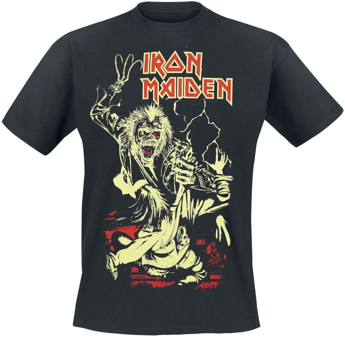 Iron Maiden T-Shirt Fire Ring Glow In The Dark S to 5XL for Men black