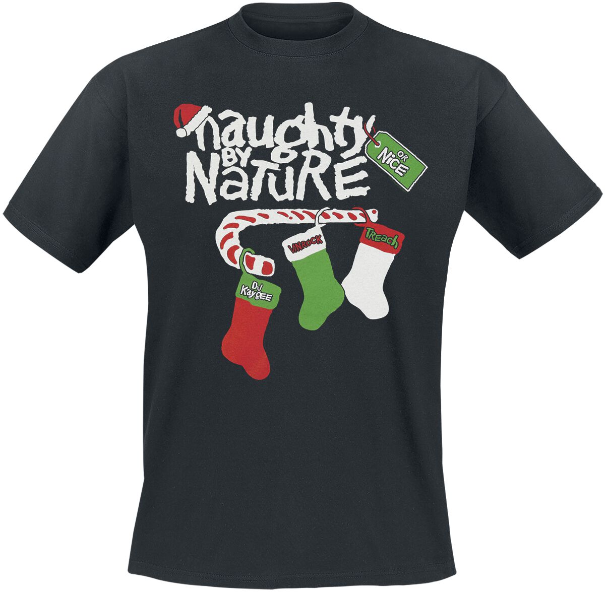 Naughty by Nature T-Shirt Candy Cane Logo S to XXL for Men black