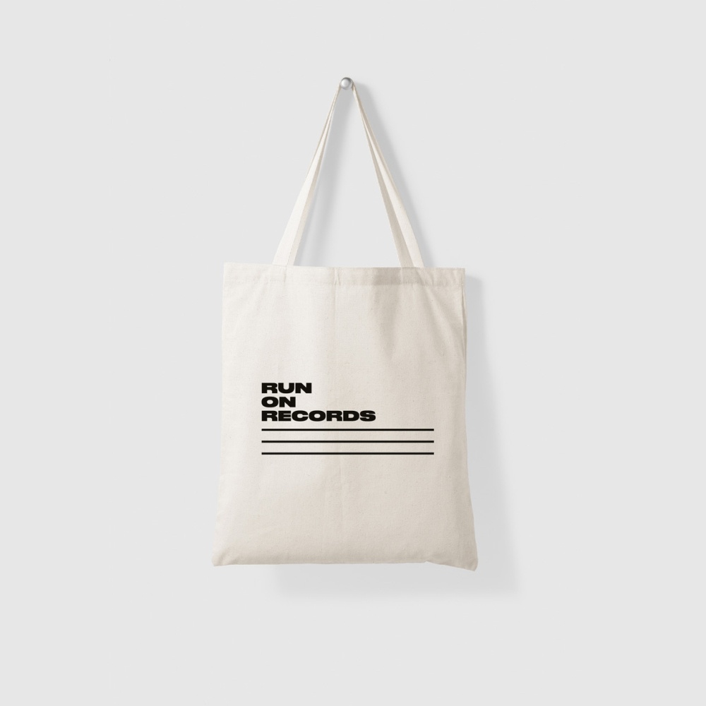 Natural Logo Tote Bag by Run On Records