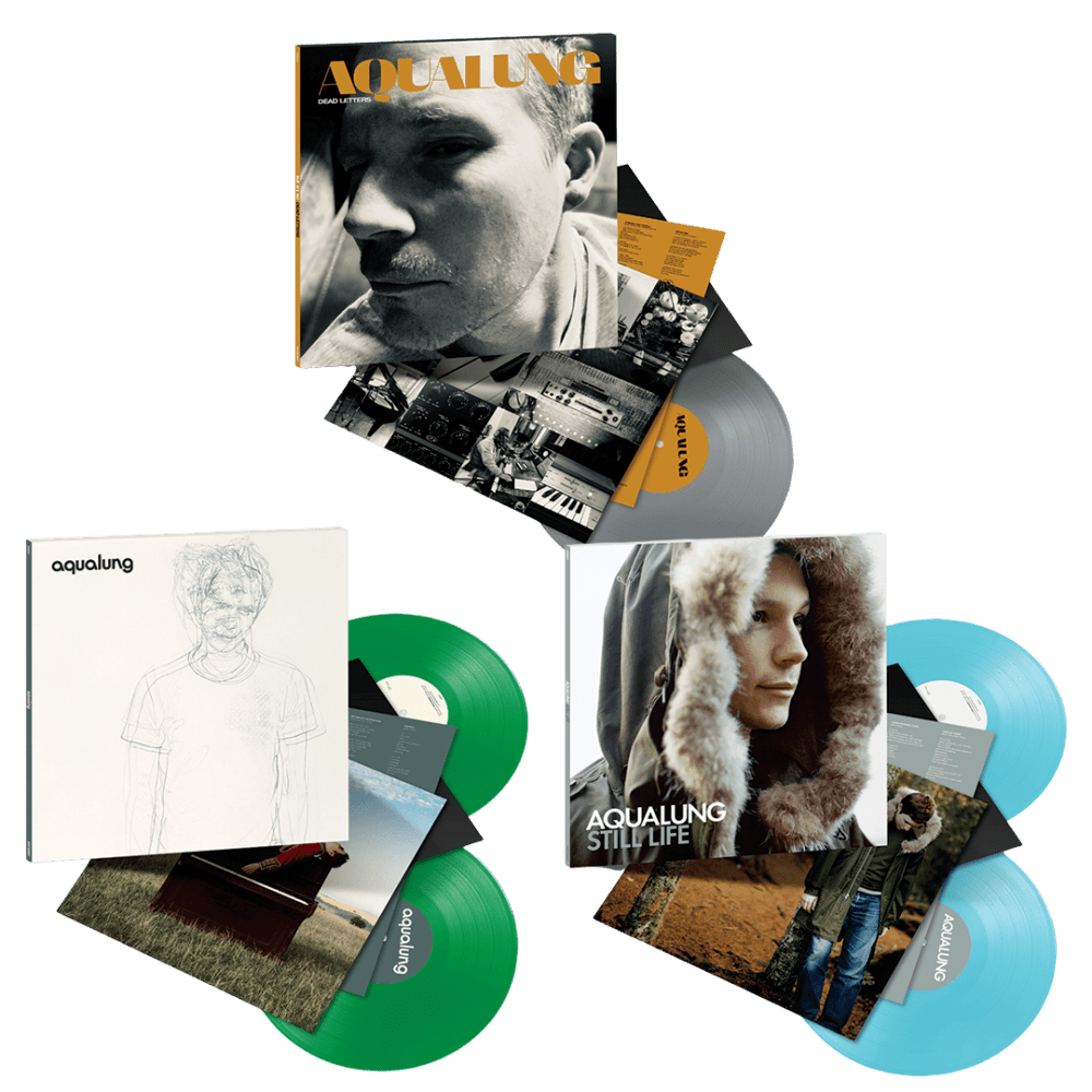 Dead Letters Store Exclusive Silver Colour Vinyl, Aqualung Store Exclusive Light Green Colour Vinyl, Still Life Store Exclusive Curacao Colour Vinyl + Signed Art Print by Aqualung