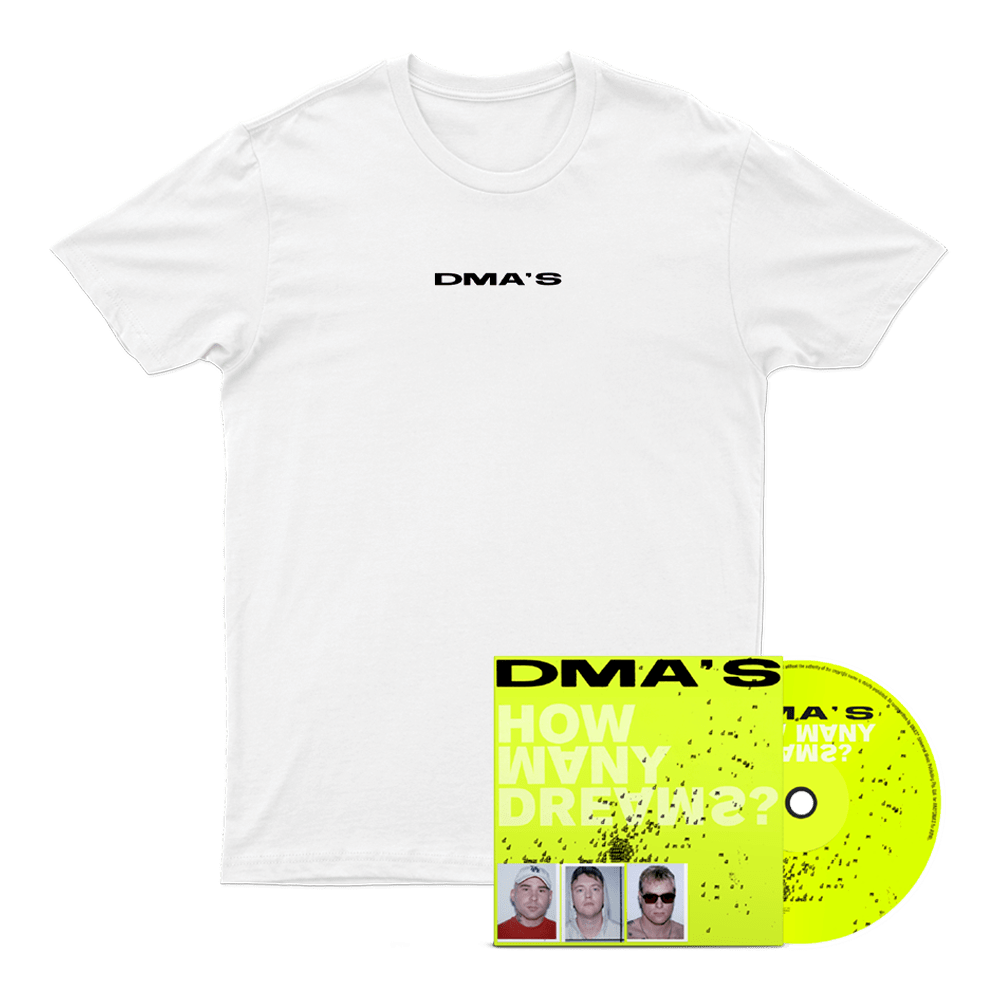 How Many Dreams? CD Album + Crumbling Logo White T-Shirt by DMA'S