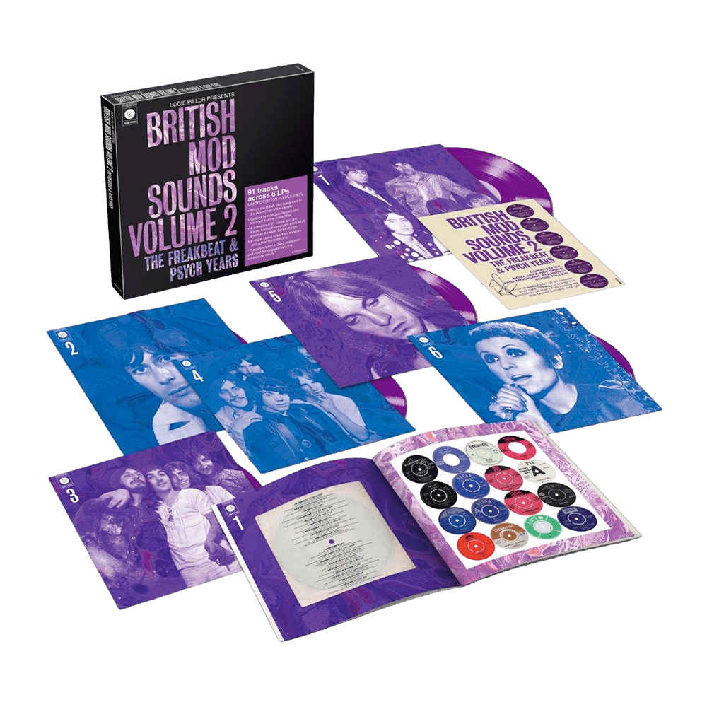 Eddie Piller Presents - British Mod Sounds of The 1960s Volume 2: The Freakbeat & Psych Years Purple 6LP Boxset by Various Artists