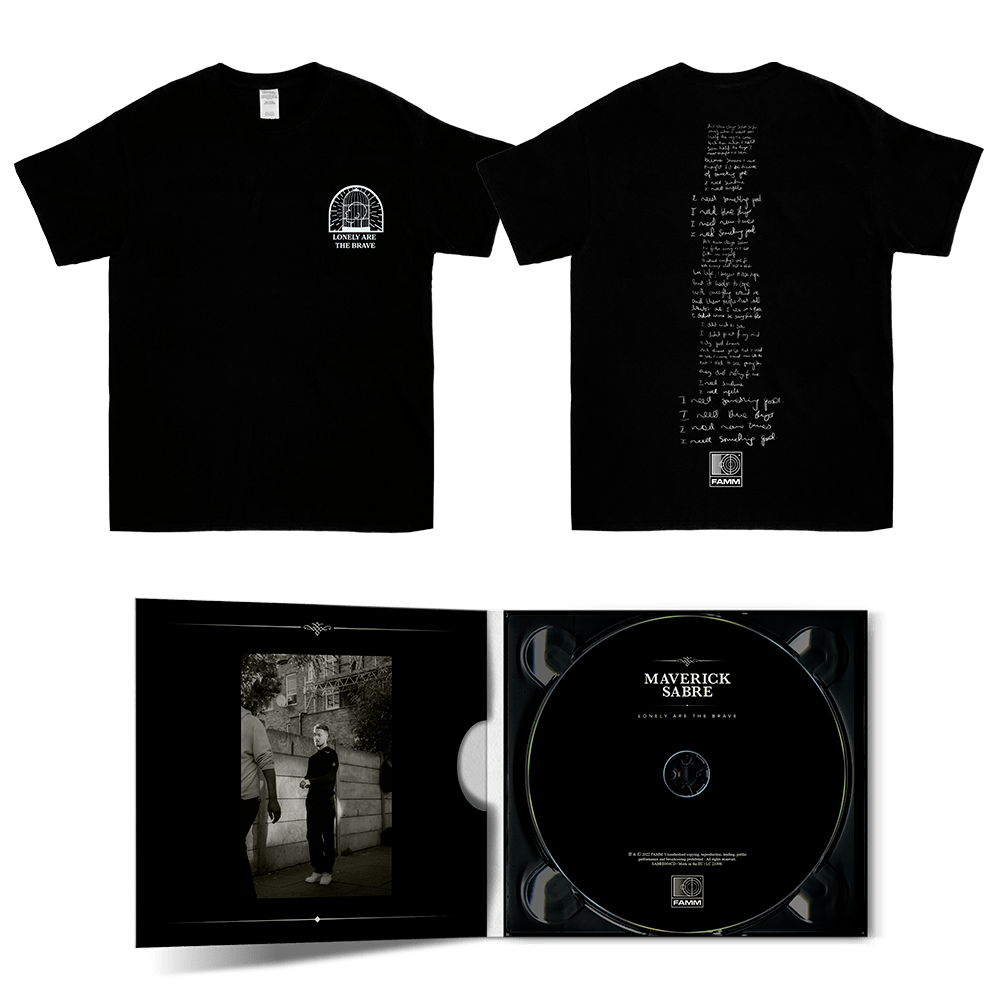 Lonely Are The Brave (Mav's Version) CD + I Need Lyric T-Shirt by Maverick Sabre
