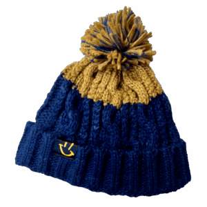 Navy & Mustard Apres Beanie with GP Smiley logo - Graeme Park DJ
