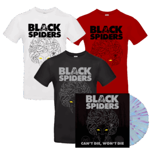 Can't Die, Won't Die Glow In The Dark Splatter Vinyl + T-Shirt with Signed Print by Black Spiders