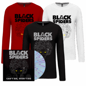 Can't Die, Won't Die Glow In The Dark Splatter Vinyl + Longsleeve with Signed Print by Black Spiders