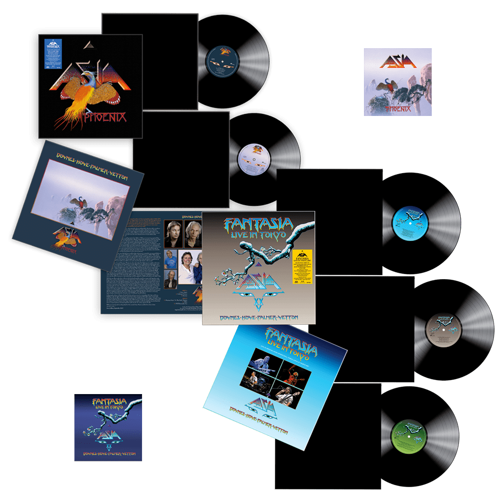 Phoenix 2LP & Fantasia, Live In Tokyo 2007 3LP with Exclusive Art Cards Signed By Carl Palmer and Geoff Downes by Asia