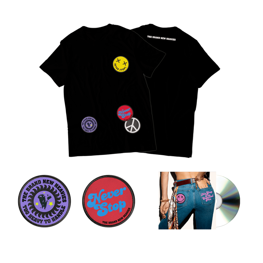 Never Stop T-Shirt, Patch Set + Bonus CD by The Brand New Heavies
