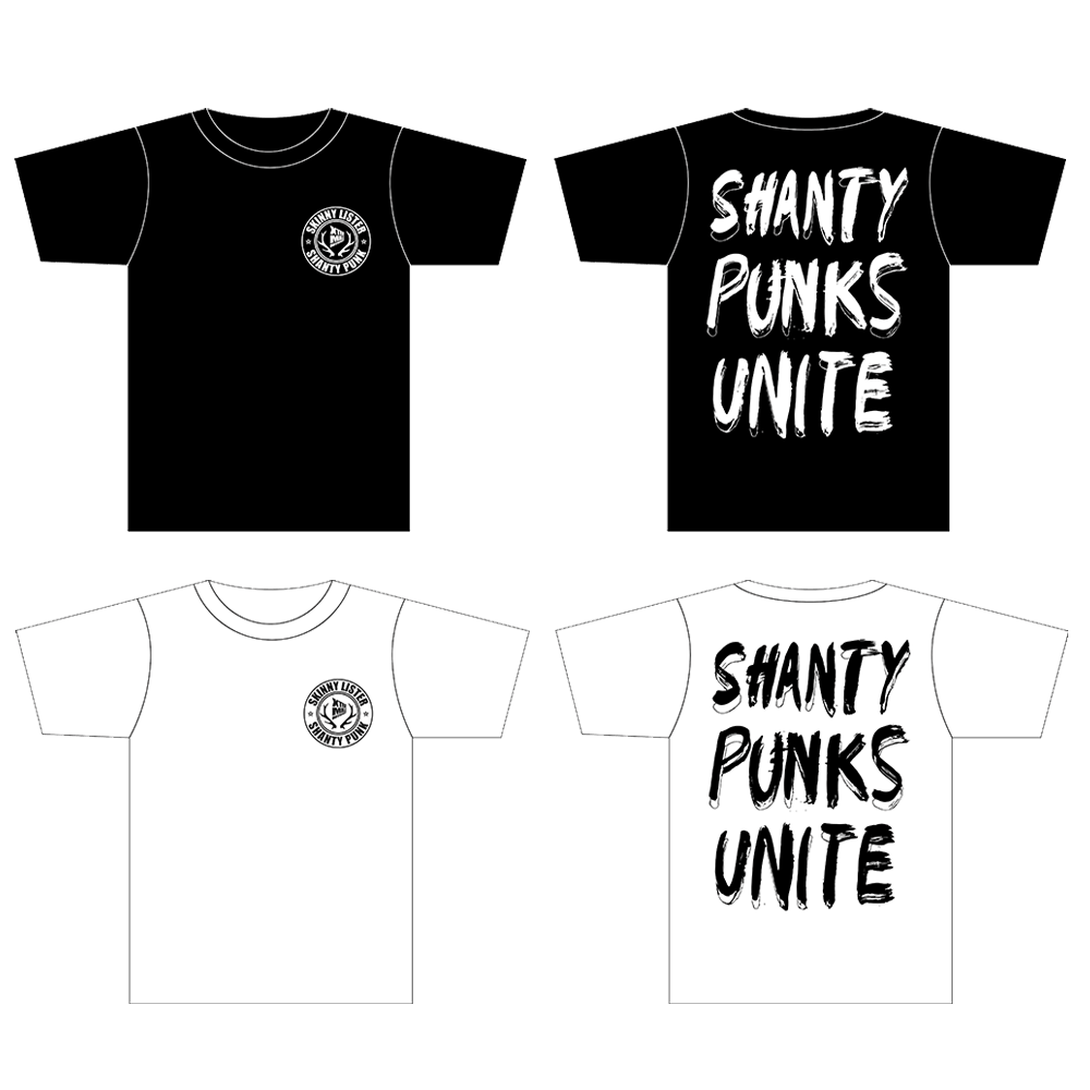Shanty Punks Unite Tee (Black/White) by Skinny Lister