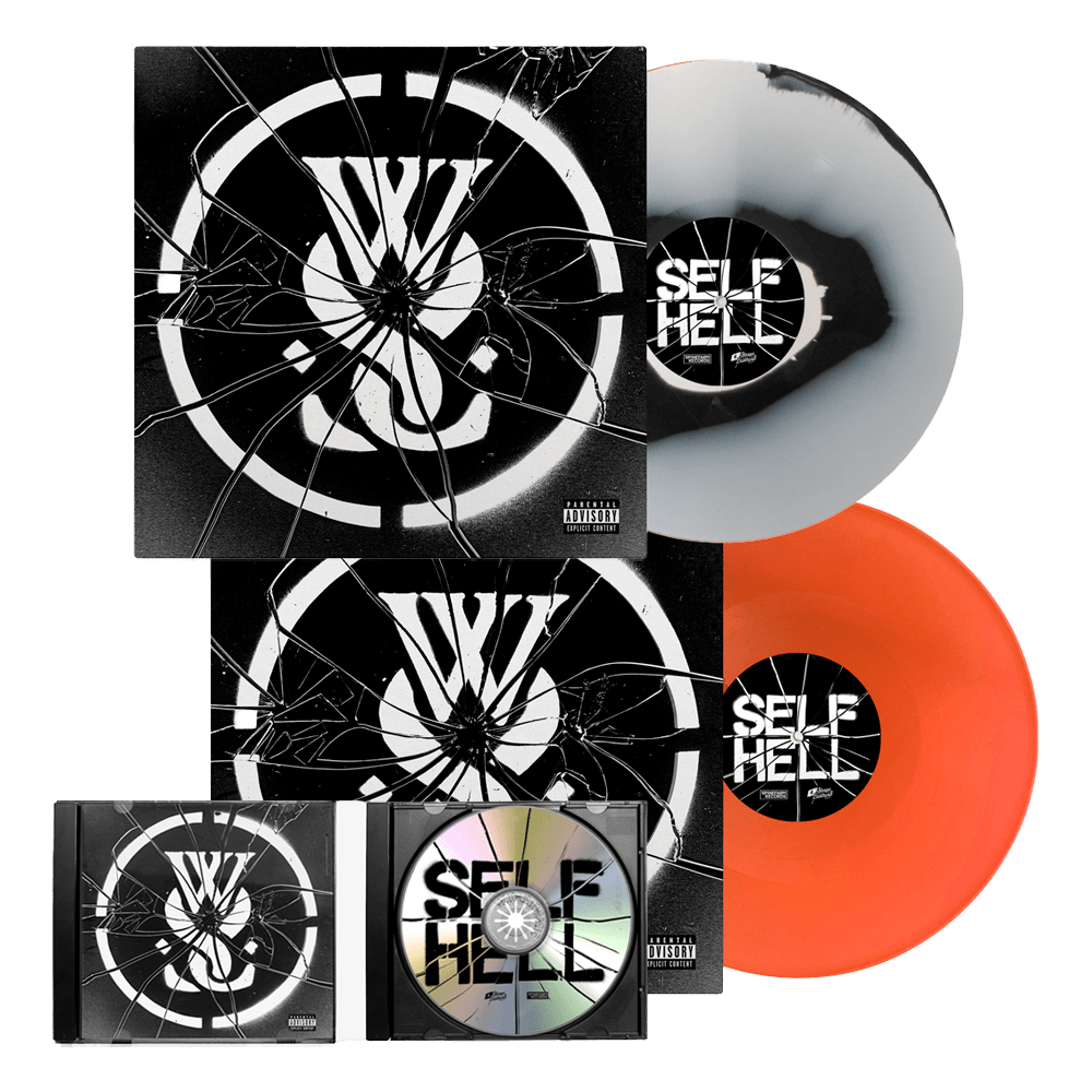 SELF HELL Black White Swirl Vinyl + Transparent Neo Orange Vinyl + CD by While She Sleeps