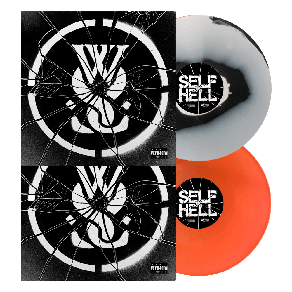 SELF HELL Black White Swirl Vinyl + Transparent Neo Orange Vinyl by While She Sleeps