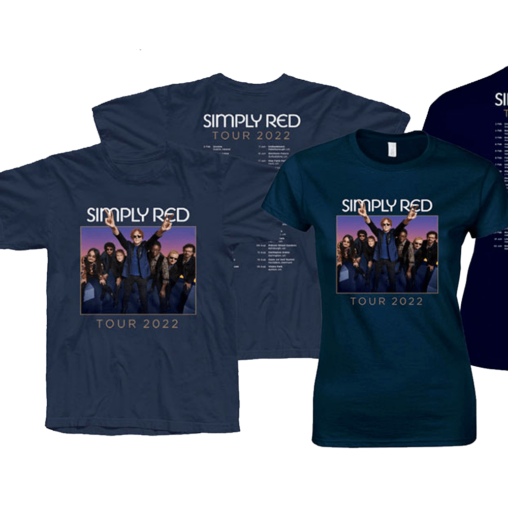 2022 Tour T Shirt With February Dates Back Print by Simply Red