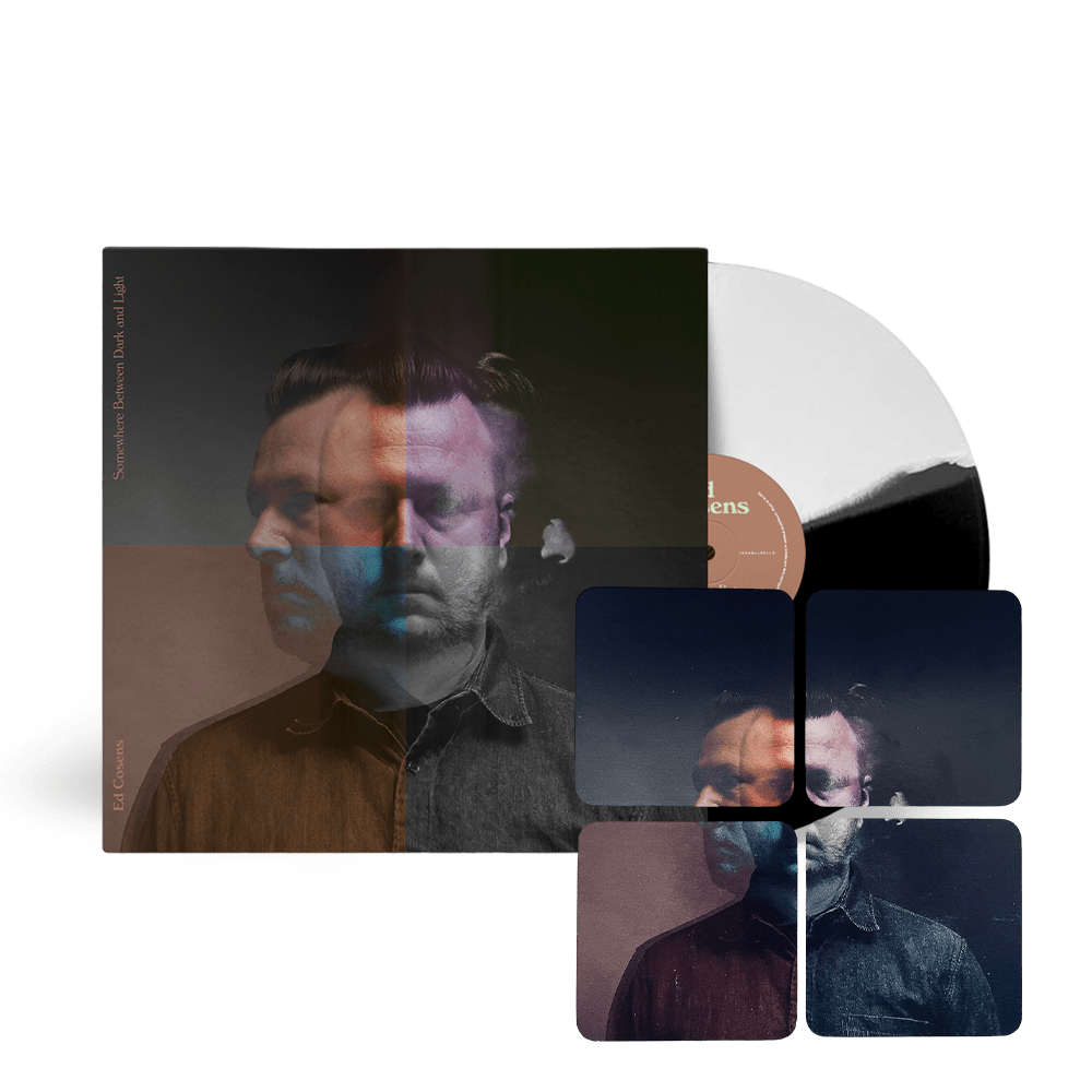 Somewhere Between Dark and Light (Black / White) Vinyl + Coaster Set by Ed Cosens