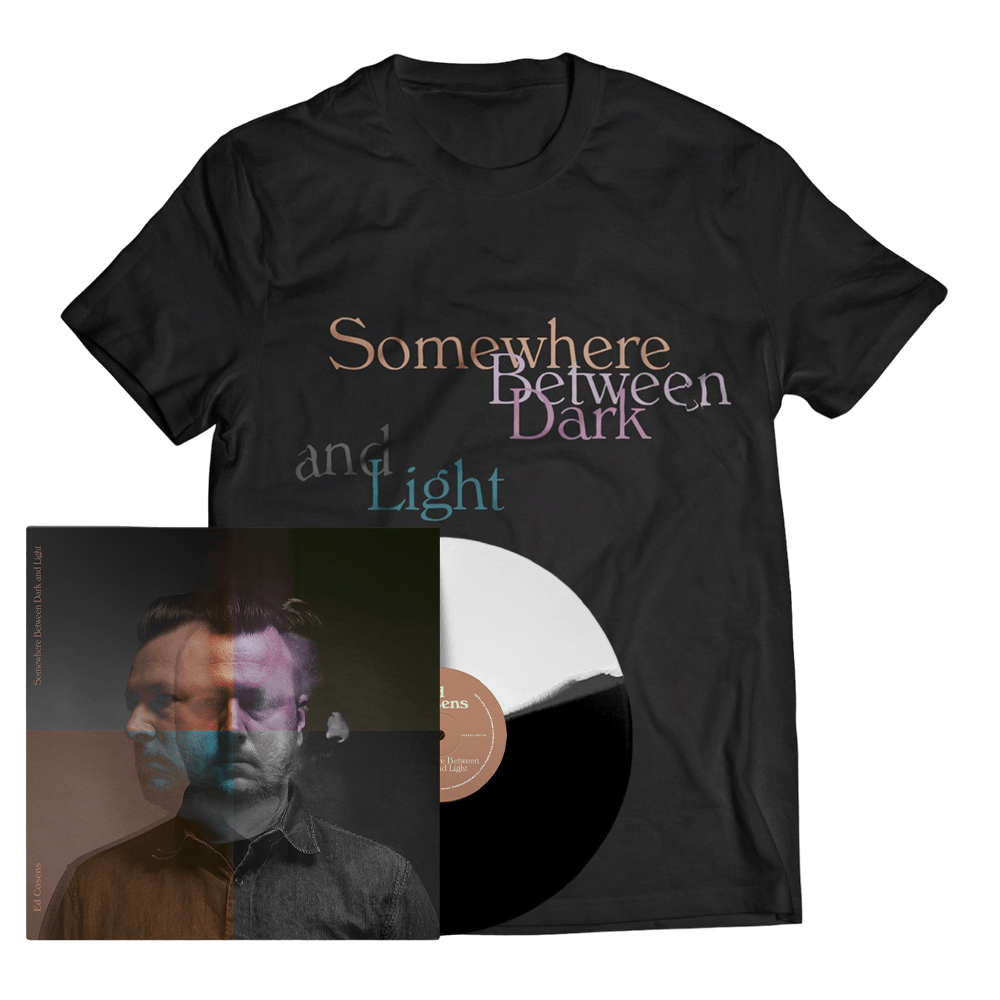 Somewhere Between Dark and Light T-Shirt + (Black / White) Vinyl by Ed Cosens