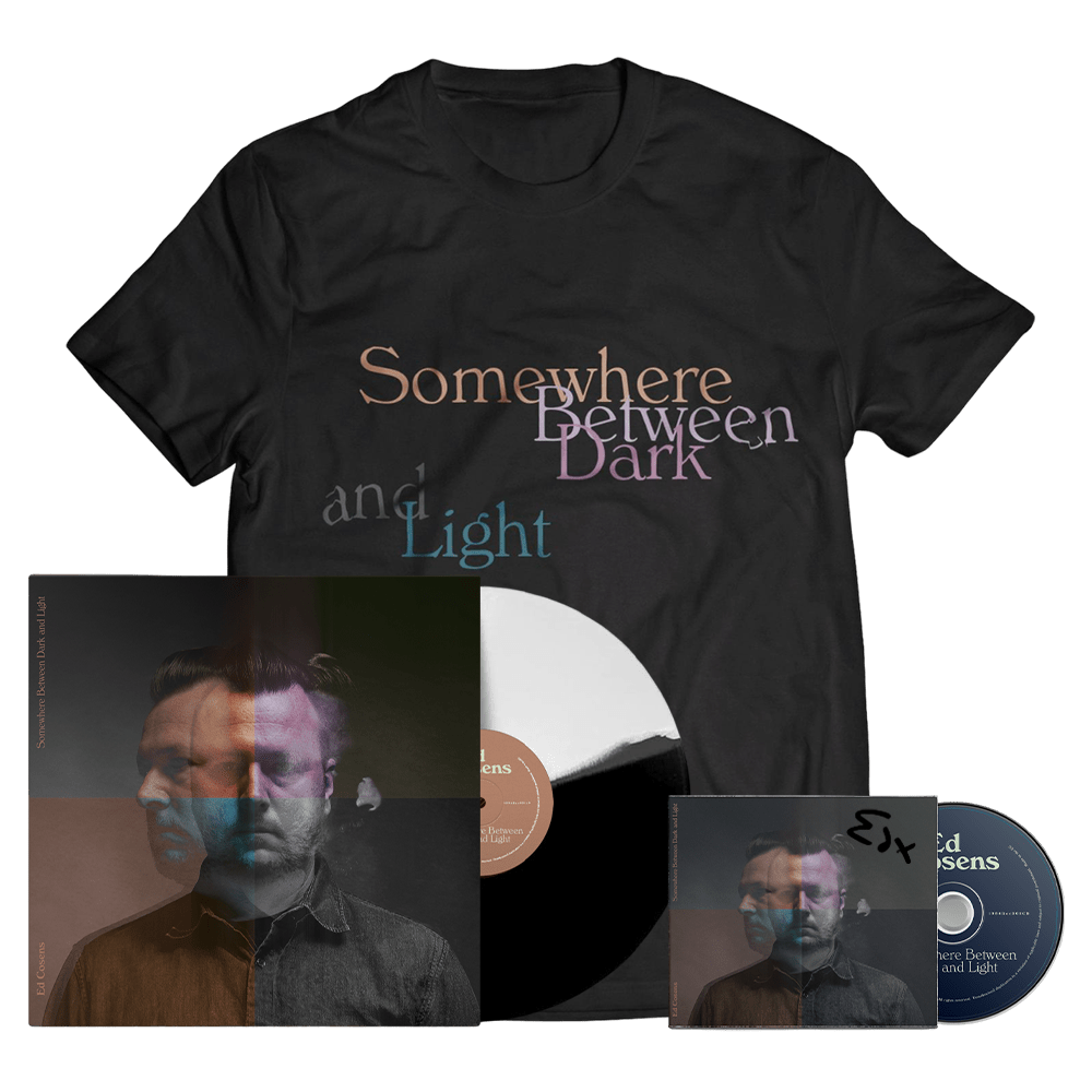 Somewhere Between Dark And Light T-Shirt + (Black / White) Vinyl + CD (Signed) by Ed Cosens