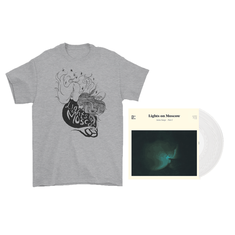 Aorta Songs - Grey T-shirt & Clear heavyweight Vinyl Bundle (Ltd) by Lights On Moscow