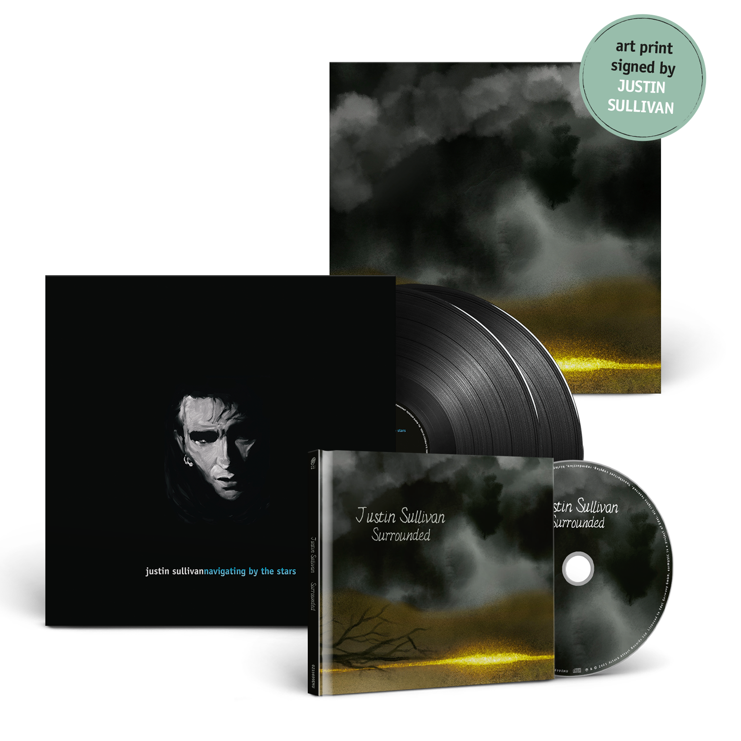 Surrounded CD Mediabook + Navigating By The Stars 2LP Gatefold (Inc Signed Art Print) by Justin Sullivan