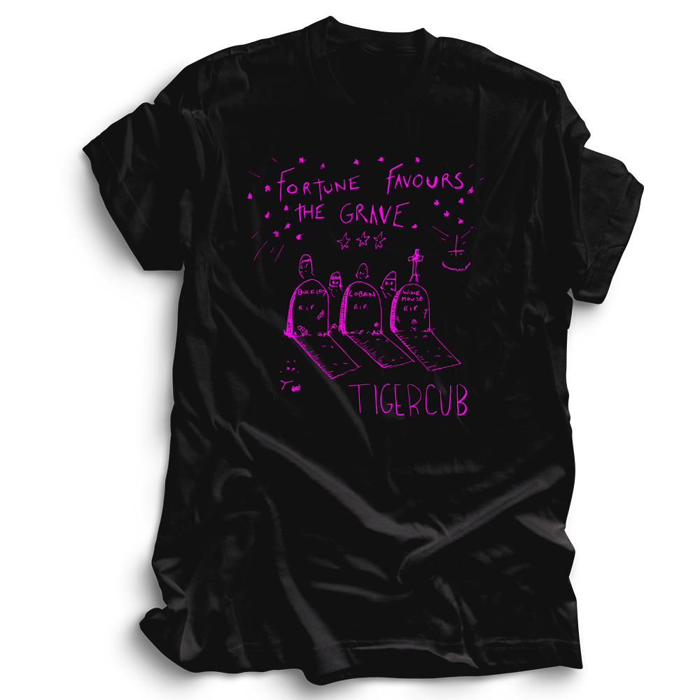 Fortune Favours the Grave T-Shirt Pink/Black by Tigercub