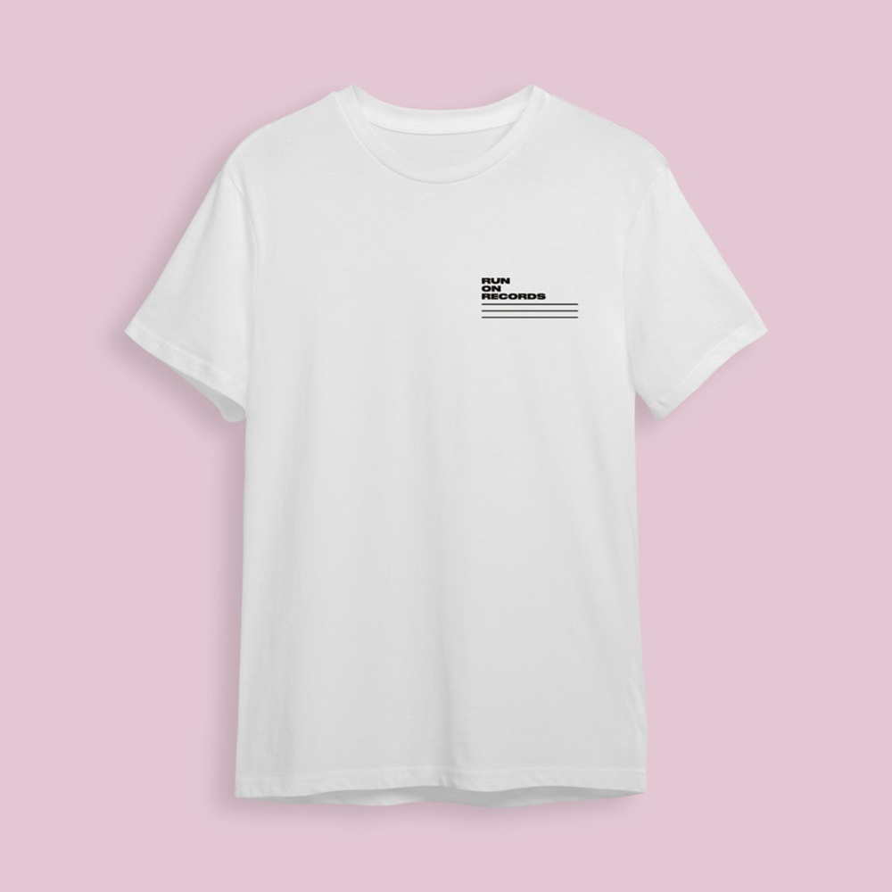 White Logo T-Shirt by Run On Records