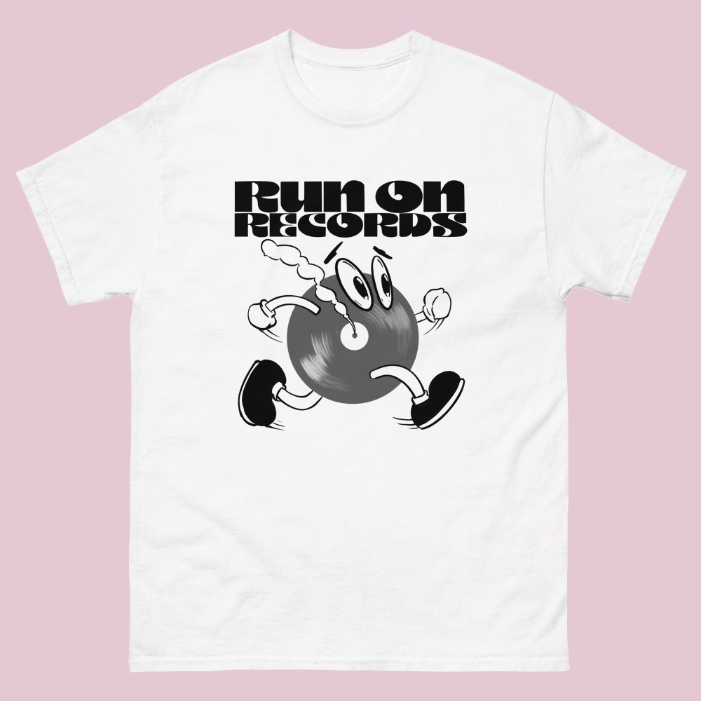 White Graphic T-Shirt by Run On Records