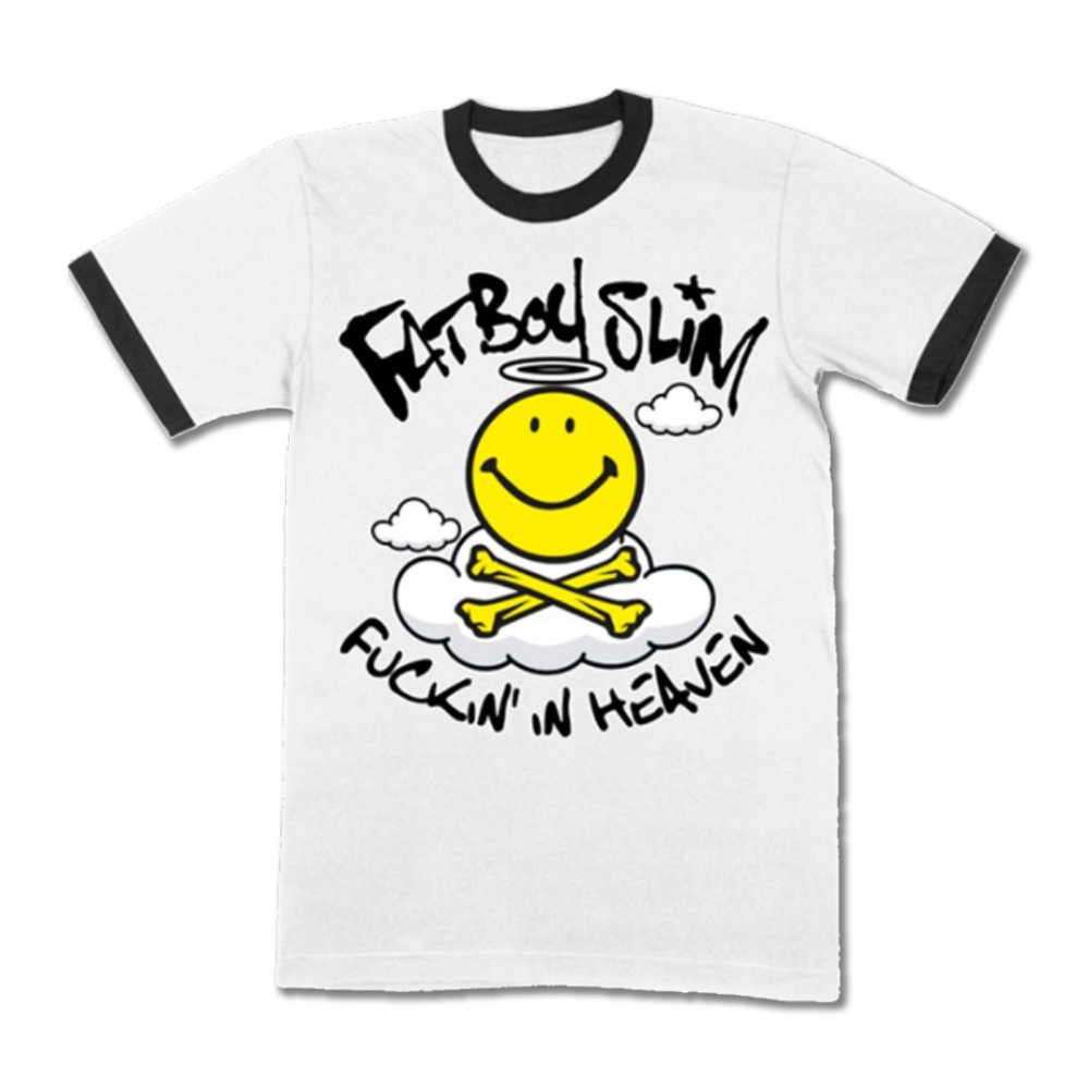 White/Black Fuckin In Heaven Ringer T-Shirt - Fatboy Slim