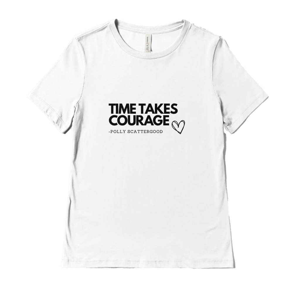 'Time Takes Courage' White T-Shirt - Polly Scattergood