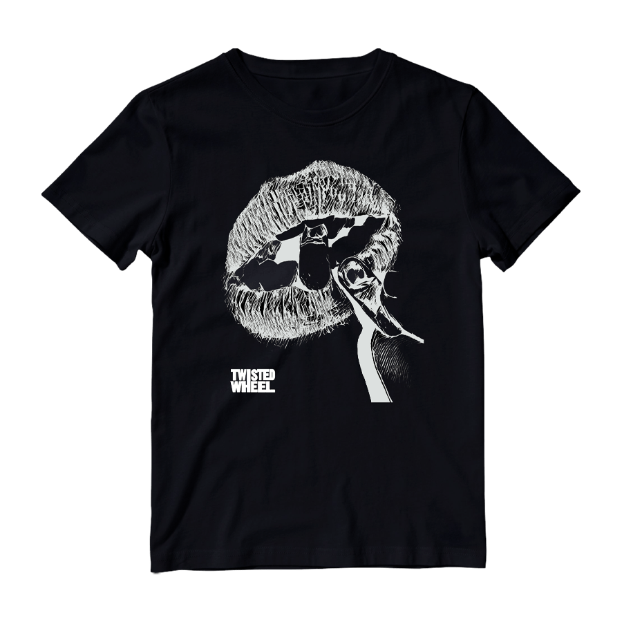 White Lips Black T-Shirt