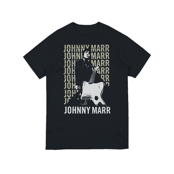 White Guitar Black T-Shirt
