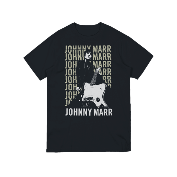 White Guitar Black T-Shirt