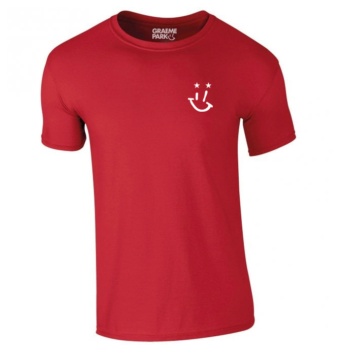 Red T-Shirt With White GP 'Dandy' Smiley Logo (Unisex)