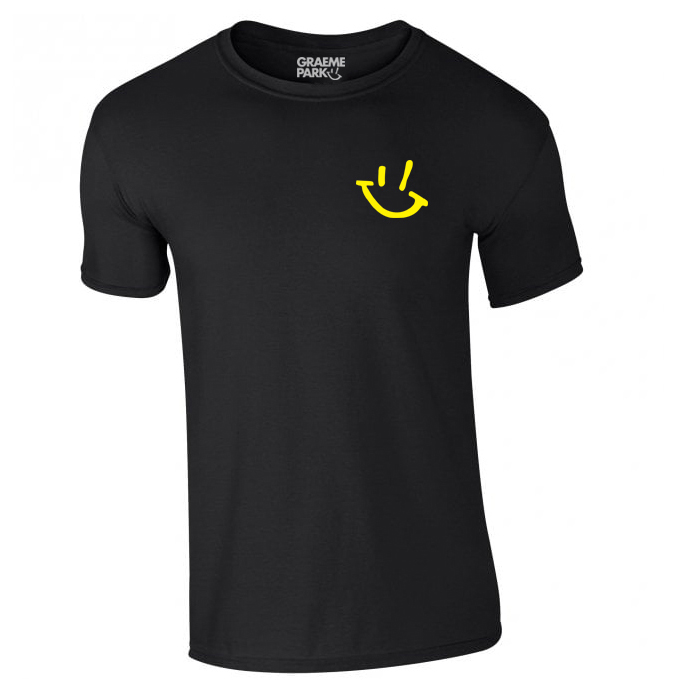 Black T-Shirt With Yellow GP Smiley Logo (Unisex)