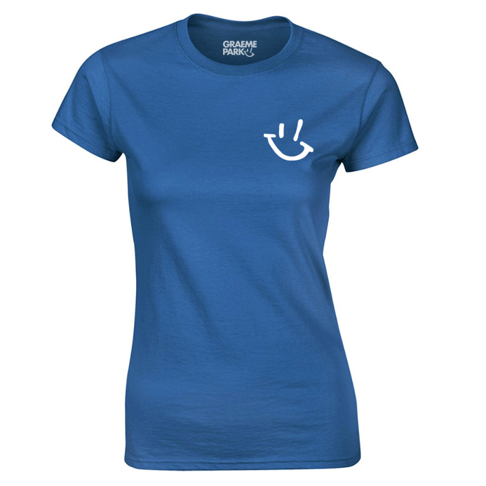 Royal Blue T-Shirt With White GP Smiley Logo (Womens Fit)