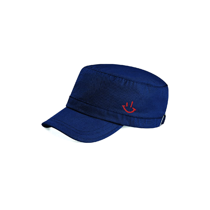 Navy Blue Army Cap with Red GP Smiley Logo (One Size)