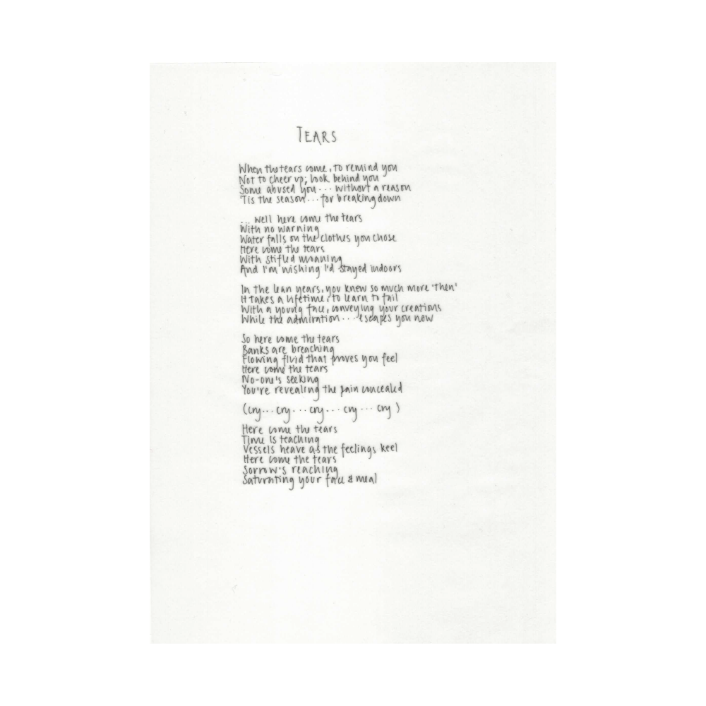 Signed Lyric Print (Tears)
