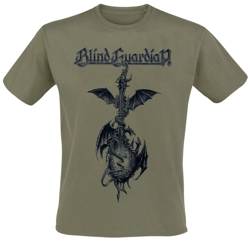 Blind Guardian Dragon Guitar T-shirt olive