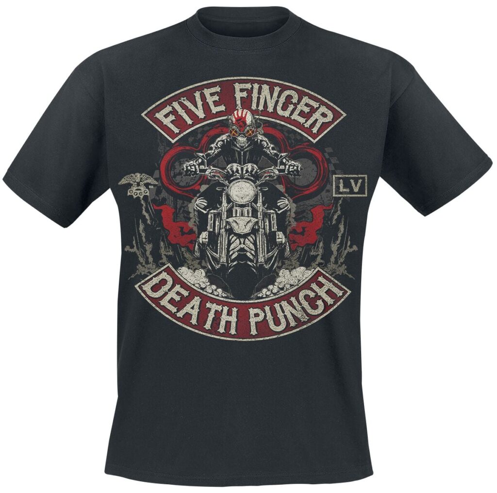 Five Finger Death Punch Biker Skully T-shirt black