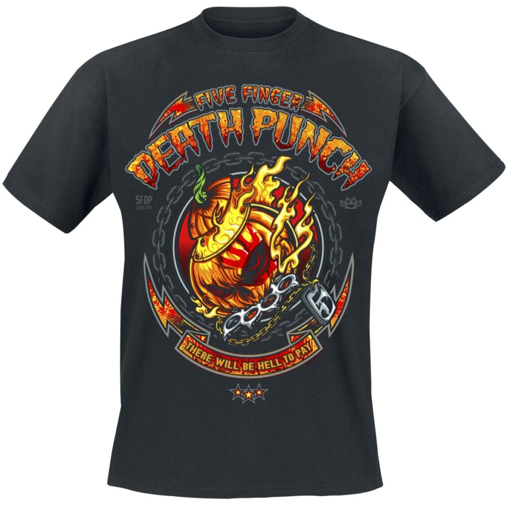 Five Finger Death Punch Burning Pumpkin Halloween T-shirt black