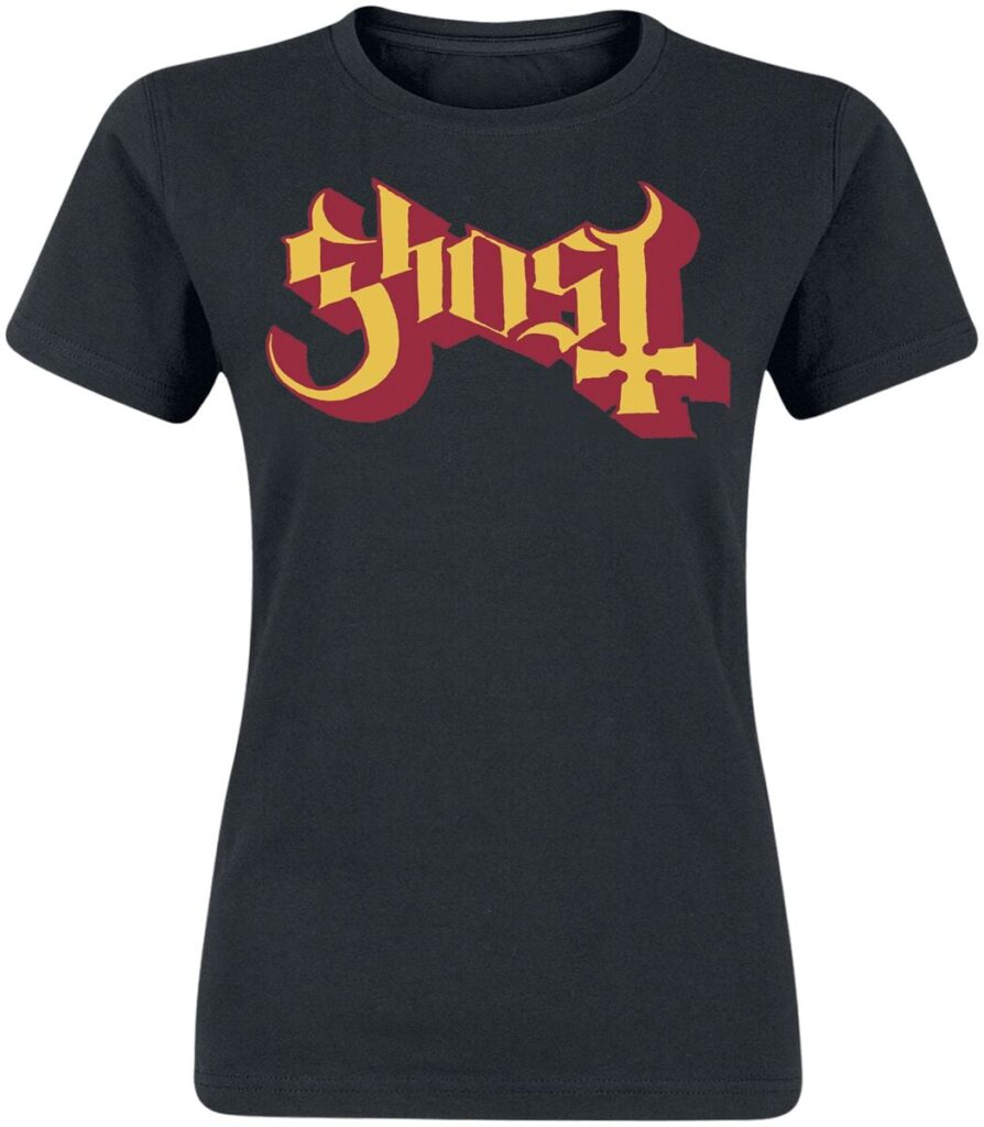 Ghost Logo Gold And Red T-shirt black