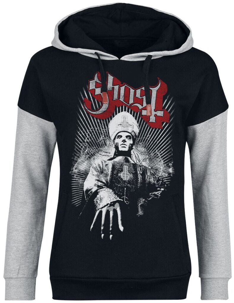 Ghost Priest Hoodie black mottled grey