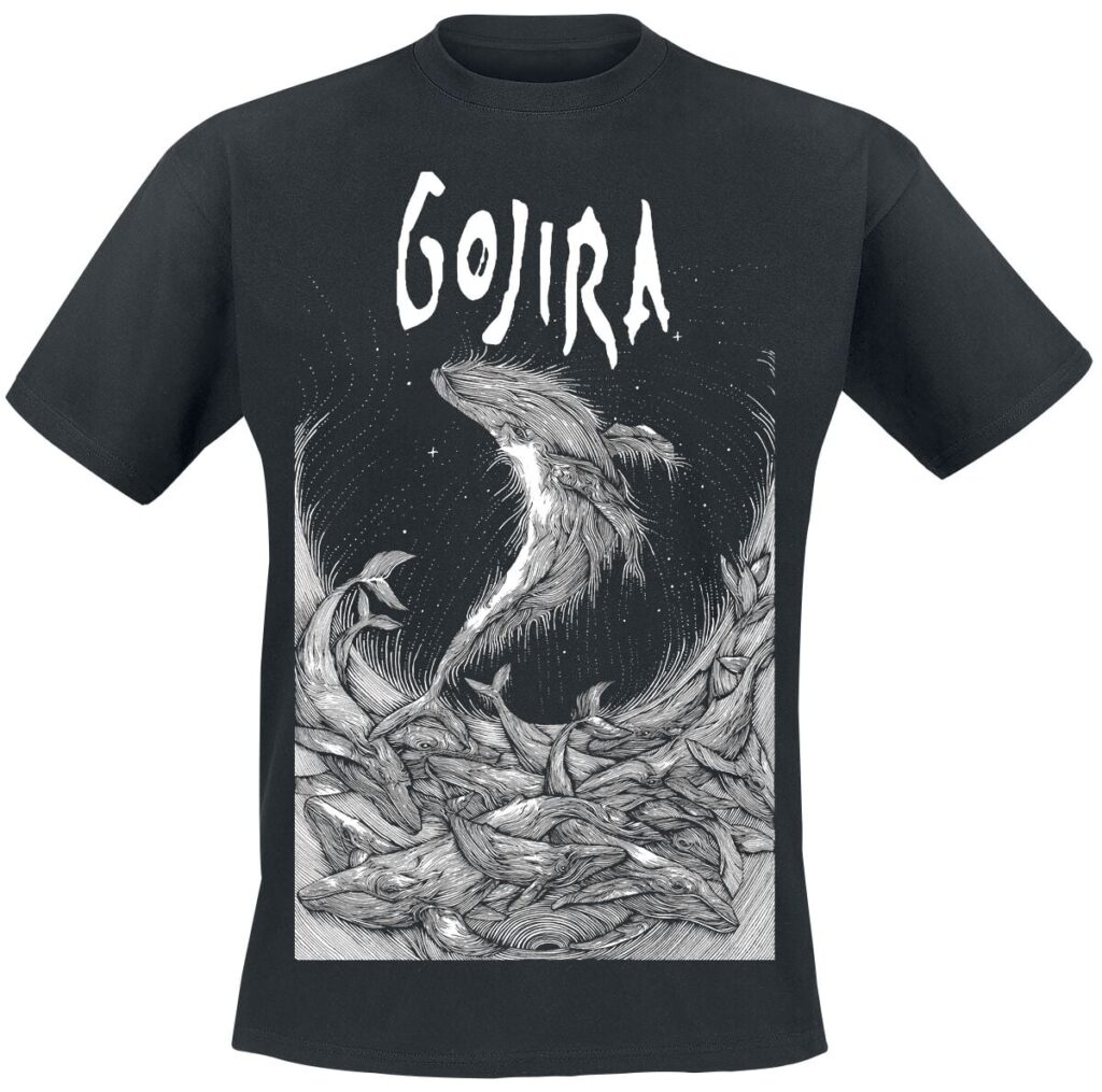 Gojira Woodblock Whales T-shirt black