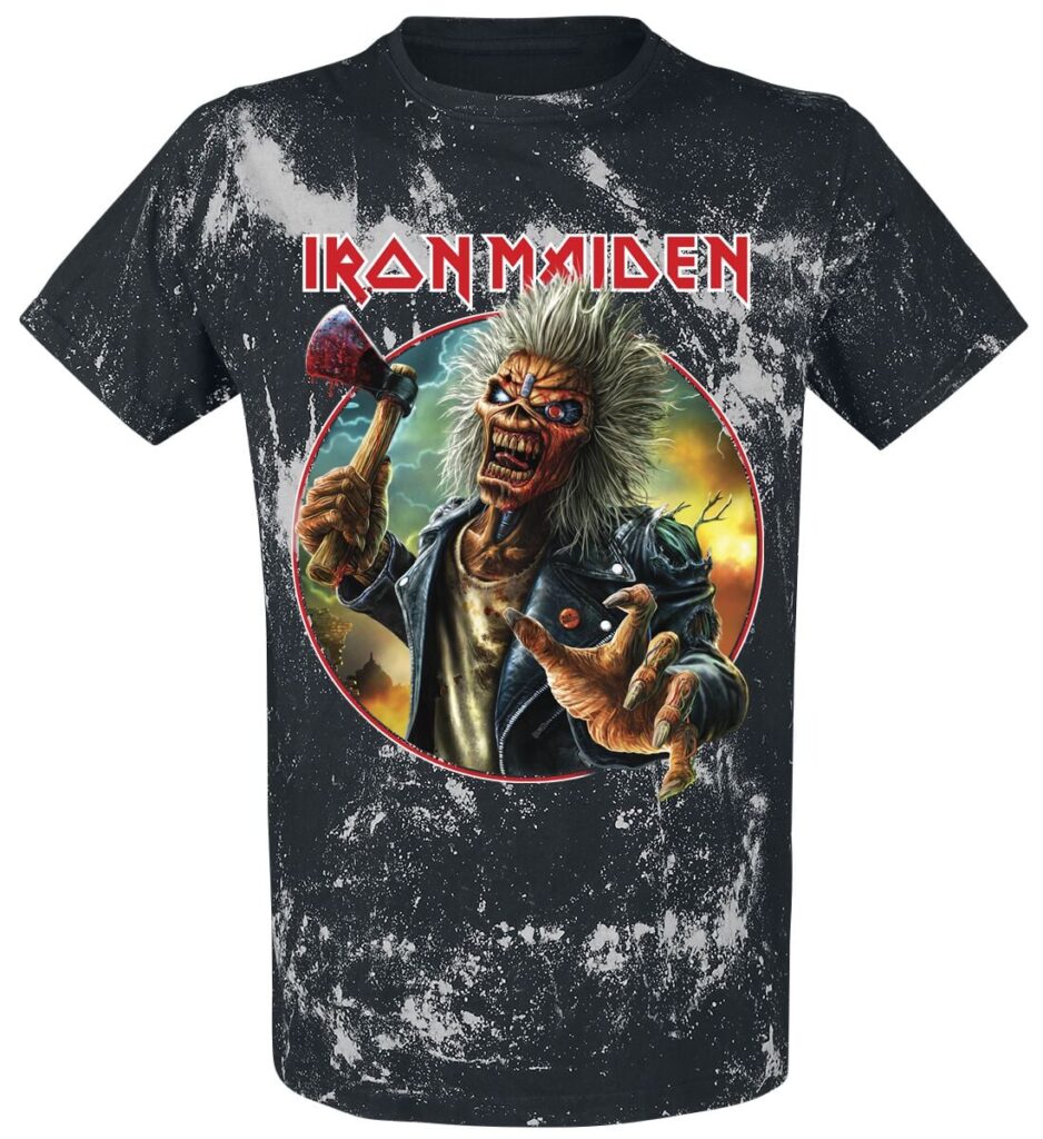 Iron Maiden Axe Eddie Blacksplattered T-shirt black grey
